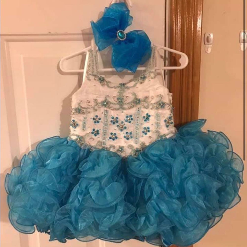Little Rosie blue white pageant dress 18months